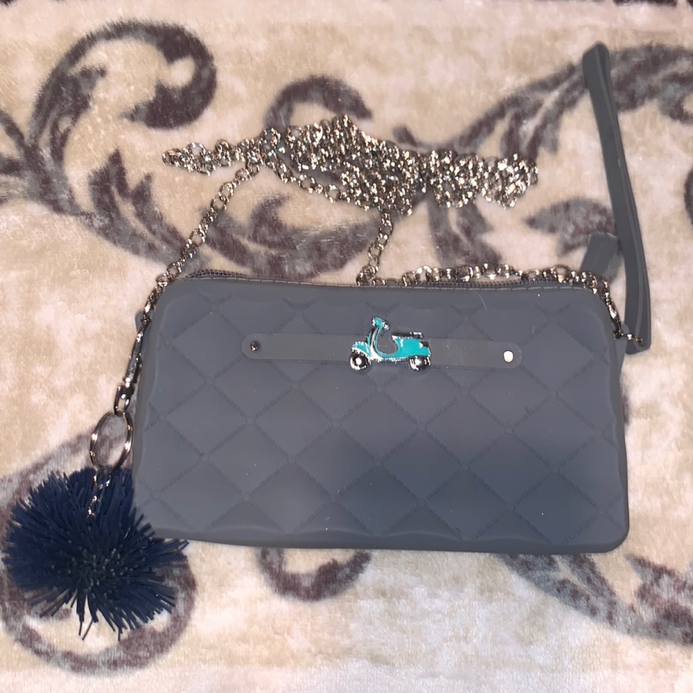 Gray Gummy crossbody/ Wristlet purse